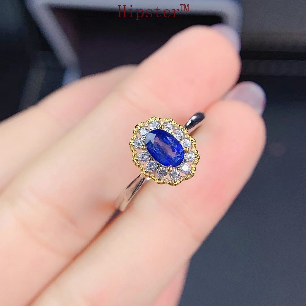 Hot Sale Fresh Open Diamond Sapphire Two-Tone Ring