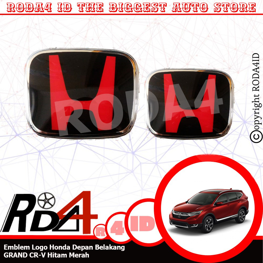 Emblem Logo Honda Depan Belakang Grand CRV 2012 - 2015 Hitam Merah