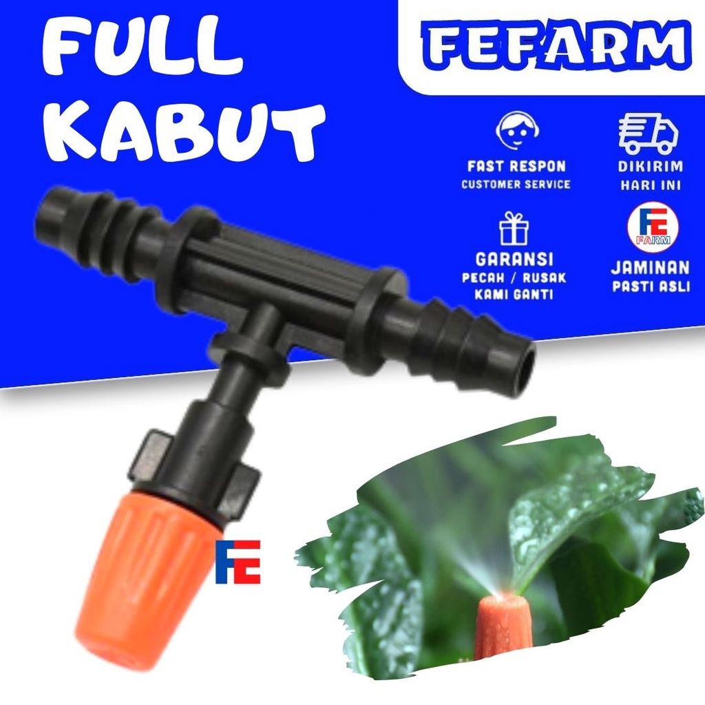 SET SPRAYER KABUT EMBUN TAMAN MIST NOZZLE + KONEKTOR TEE UNTUK SELANG PE 11MM FEFARM