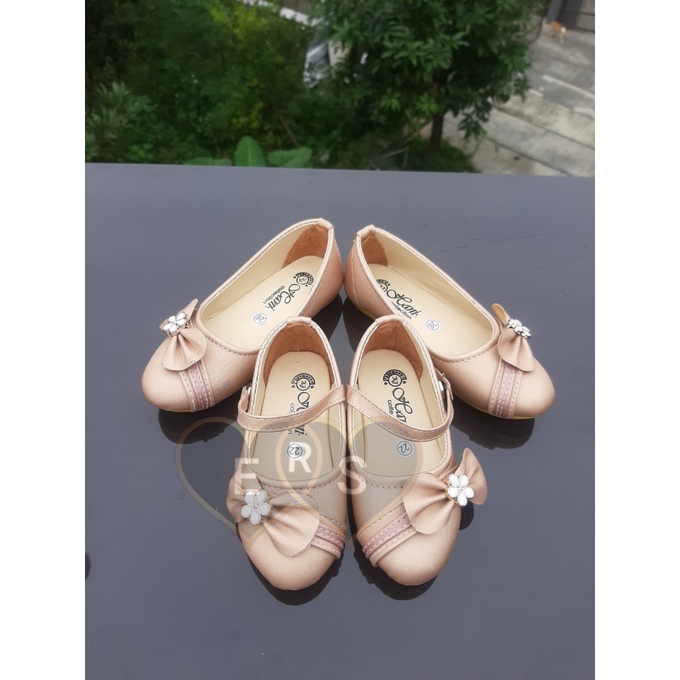 TOKOERS SBA01 26-30 Sepatu Balet, Flatshoes Anak Perempuan Umur 4 5 6 tahun - Motif Pita Marun