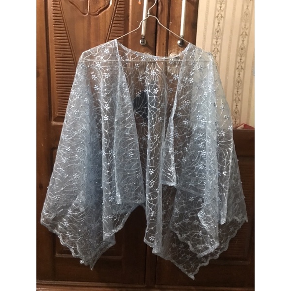 Outer brukat tile mutiara biru kondangan