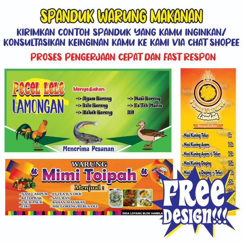 Spanduk/Banner/Baliho Makanan, Restaurant, Pecel Lele,Warung Murah Gratis Desain