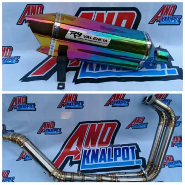 Knalpot Racing R9 Valencia Pelangi For Ninja250R/fi Yamaha MT25 R25