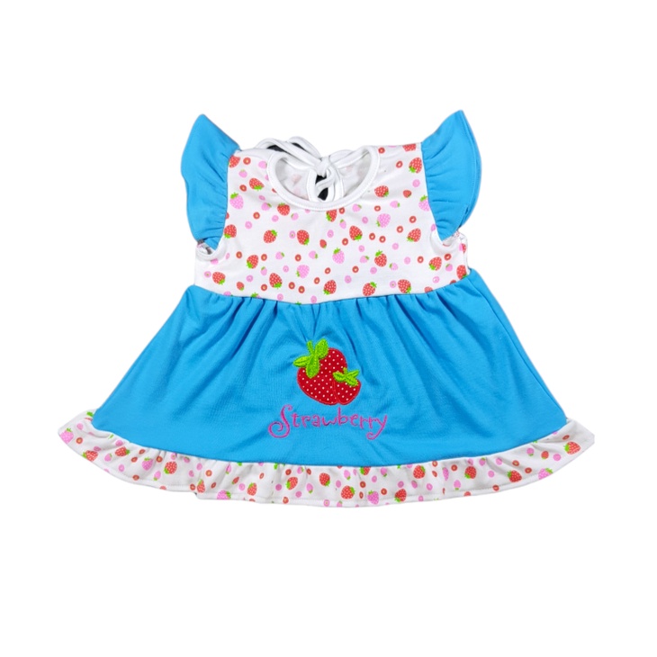 Jemico | dress bayi perempuan motif strawberry usia 1 bulan - 6 bulan