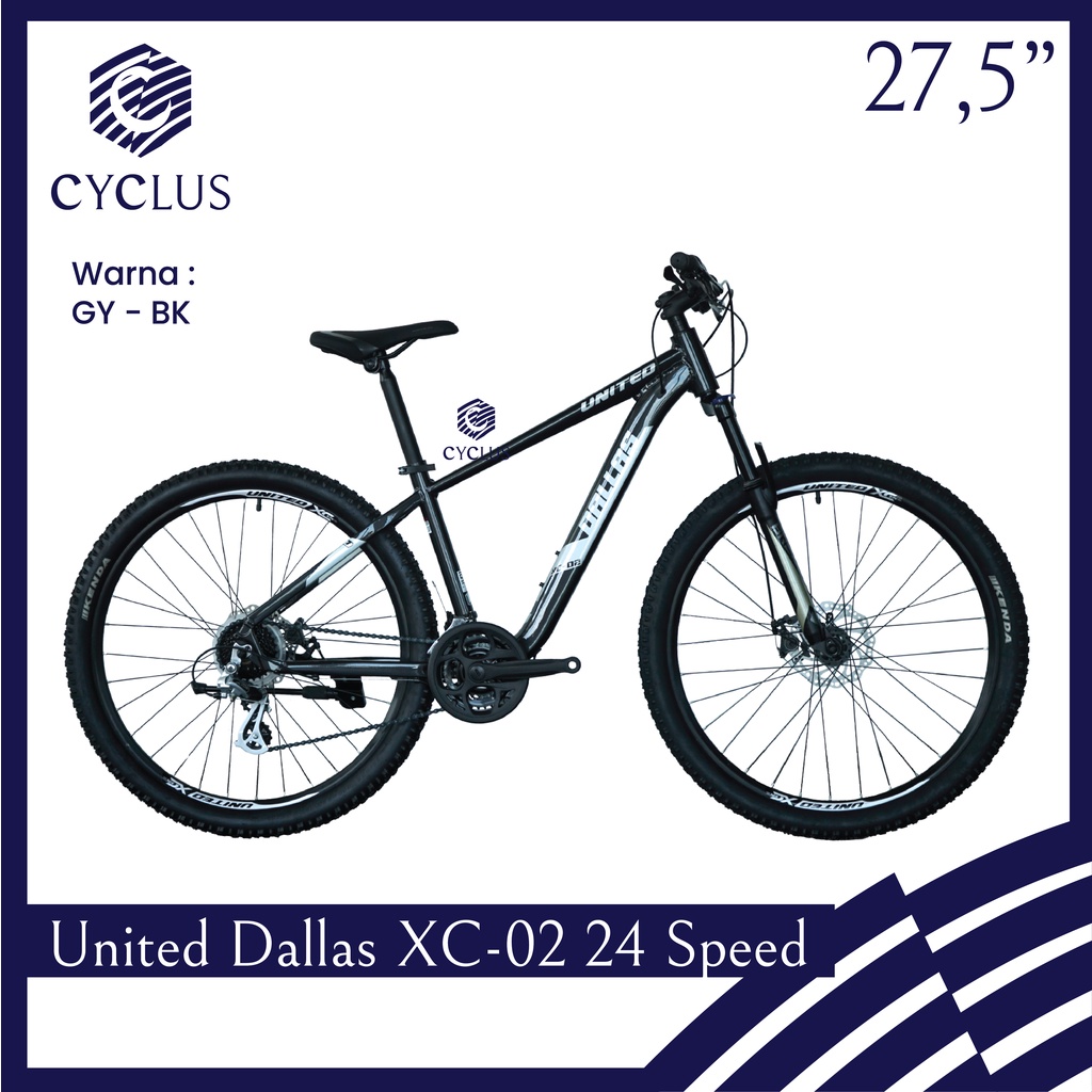 INSTAN - Sepeda MTB United Dallas XC-02 27.5 inch 3x8 24 Speed Alloy Anak Dewasa XC 02 Aluminium