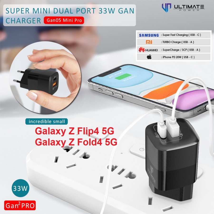 Charger Samsung Z Fold4 Z Flip4 Super Fast Charging 33W Gan05Mini