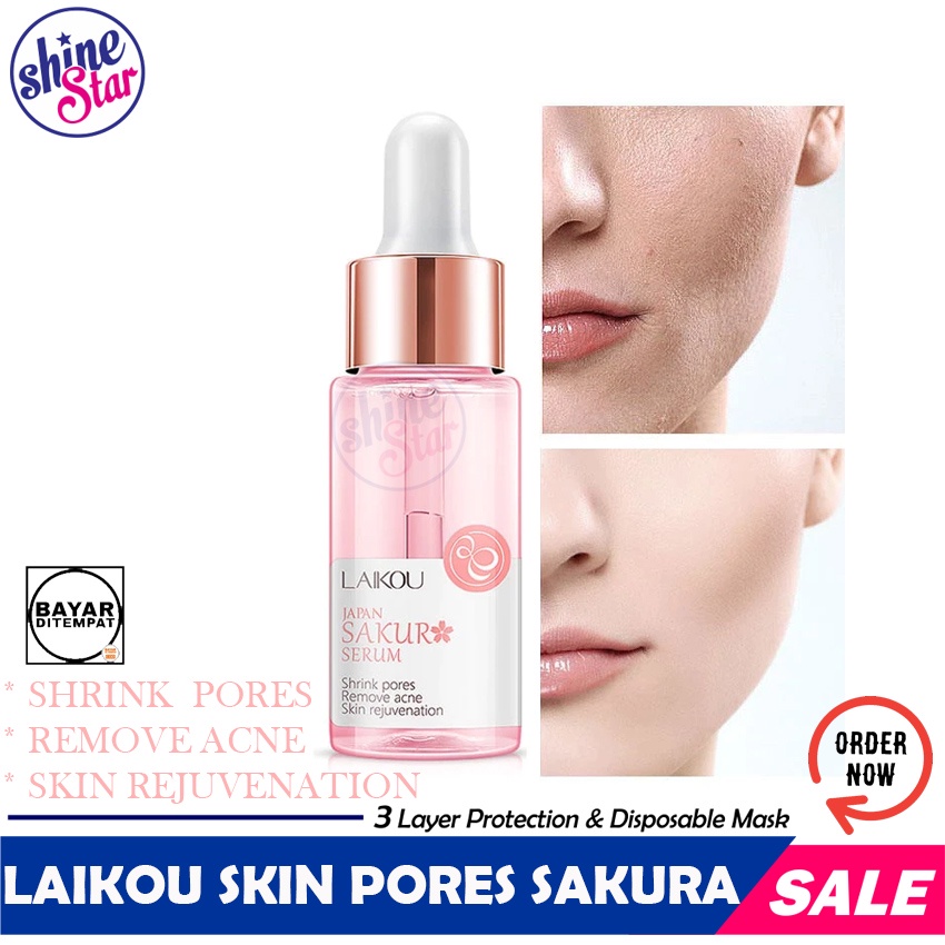 [ COD ] Serum Wajah Laikou Japan Sakura Mengecilkan pori Menghilangkan Jerawat &amp; Meremajakan kulit