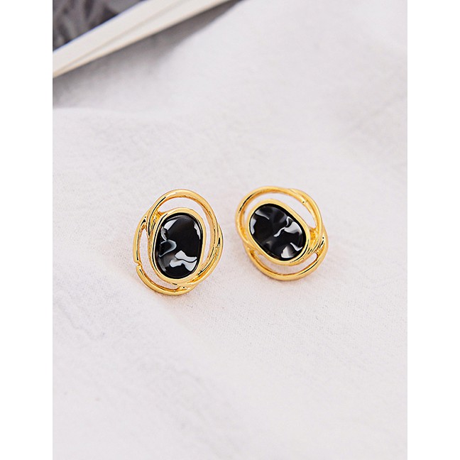 LRC Anting Tusuk Fashion Black Geometric Turquoise Earrings F47030