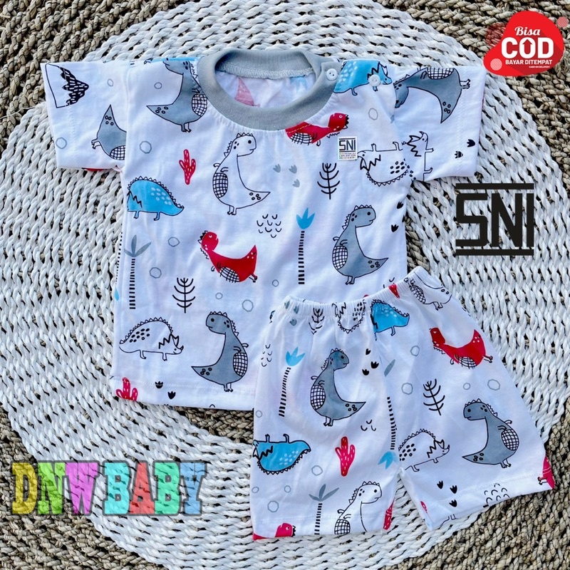 Setelan Bayi SNI Lengan pendek 3-12 Bulan Motif Dino