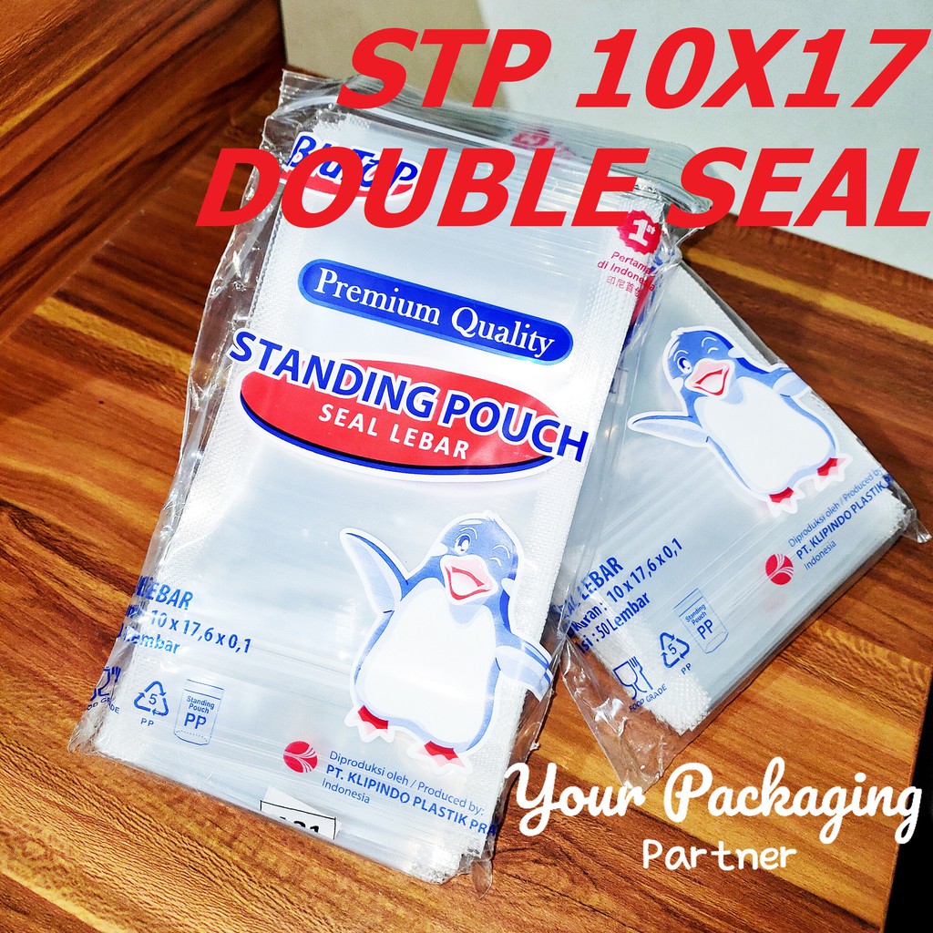 STANDING POUCH BENING 10x17 STP DOUBLE SEAL / KEMASAN PLASTIK BERDIRI KLIP TEBAL  ISI 50 PCS BY KLIP