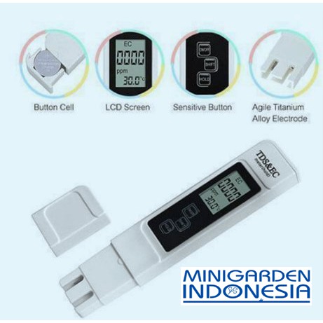 Alat ukur TDS dan EC meter digital  AU004 PUTIH  untuk hidroponik laboratorium peternakan