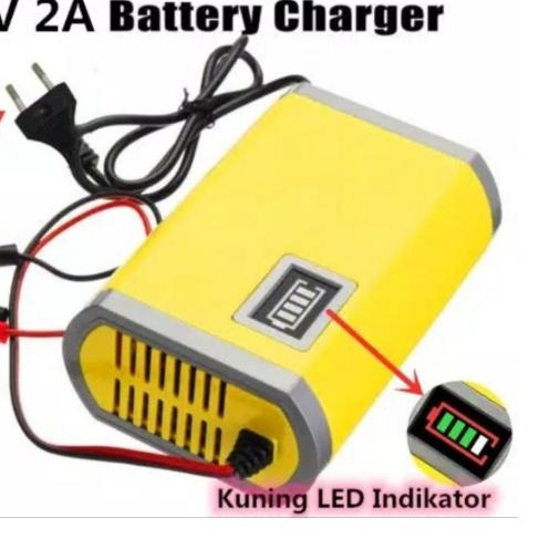 ۞ carger aki motor 12v otomatis portable buat mobil motor sepeda listrik - Lampu Led kecil ➱
