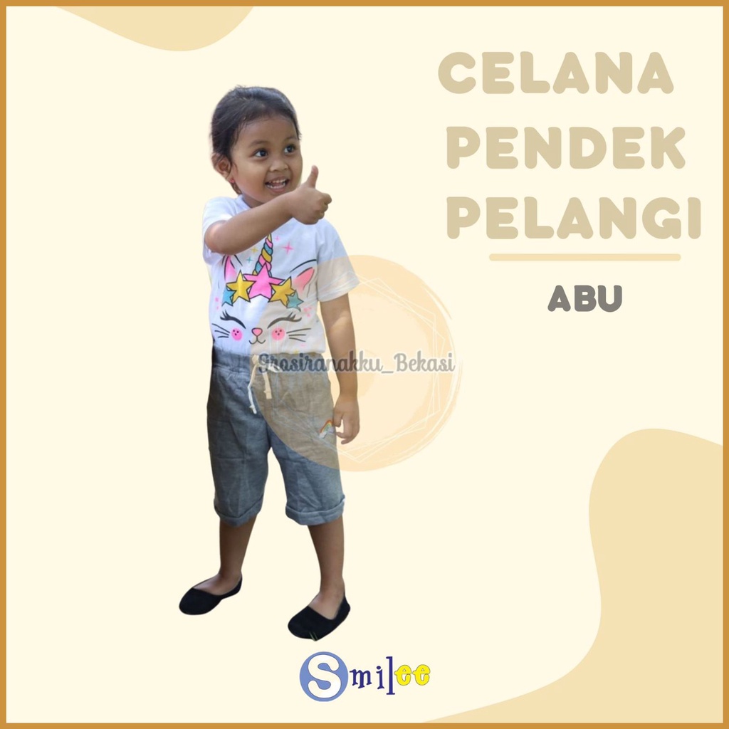 Celana Pendek Anak Pelangi Warna Abu Size 3-5Tahun