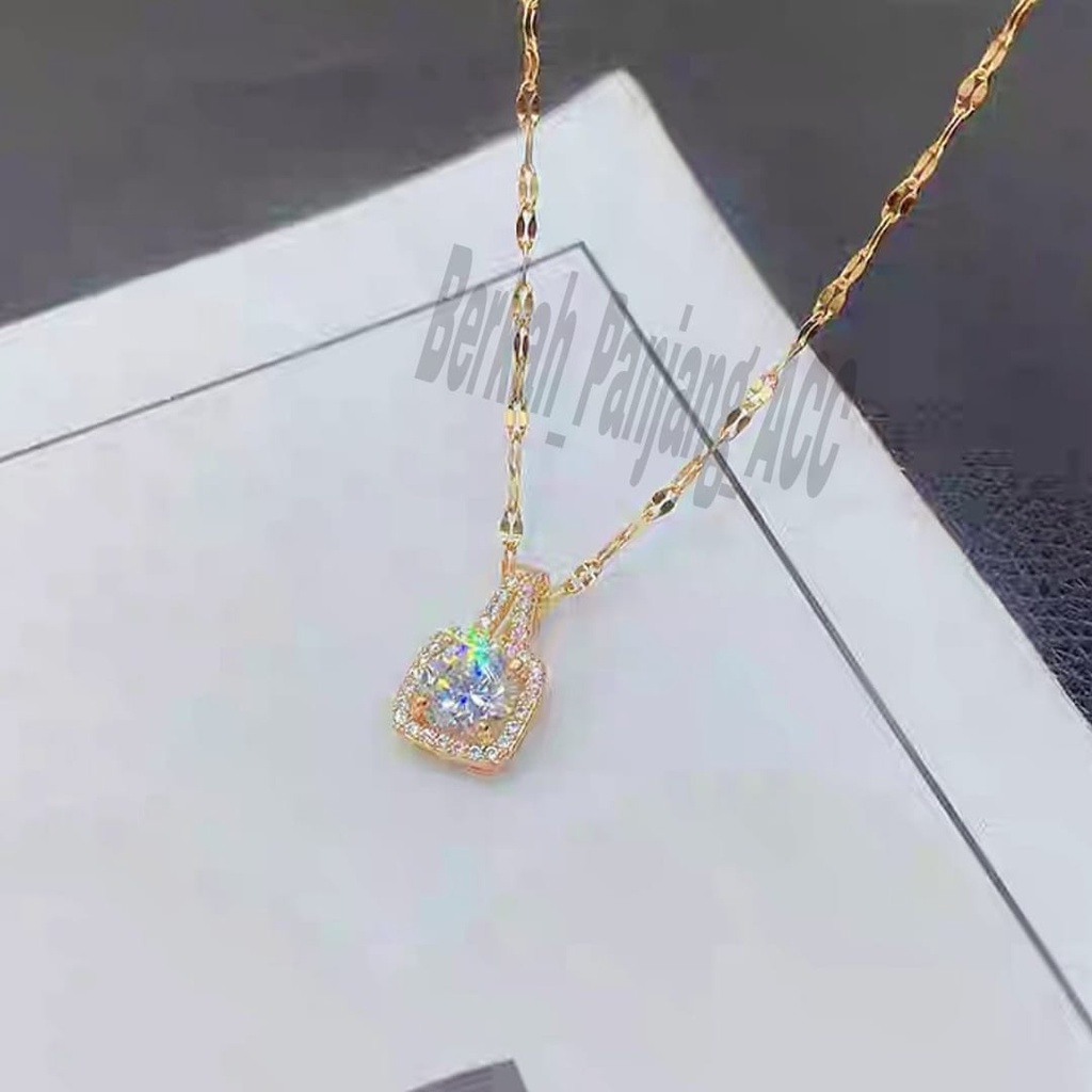 Kalung KOTAK FULL PERMATA ZIRCON Perhiasan super berkelas fashion korea anti karat dan anti luntur ini