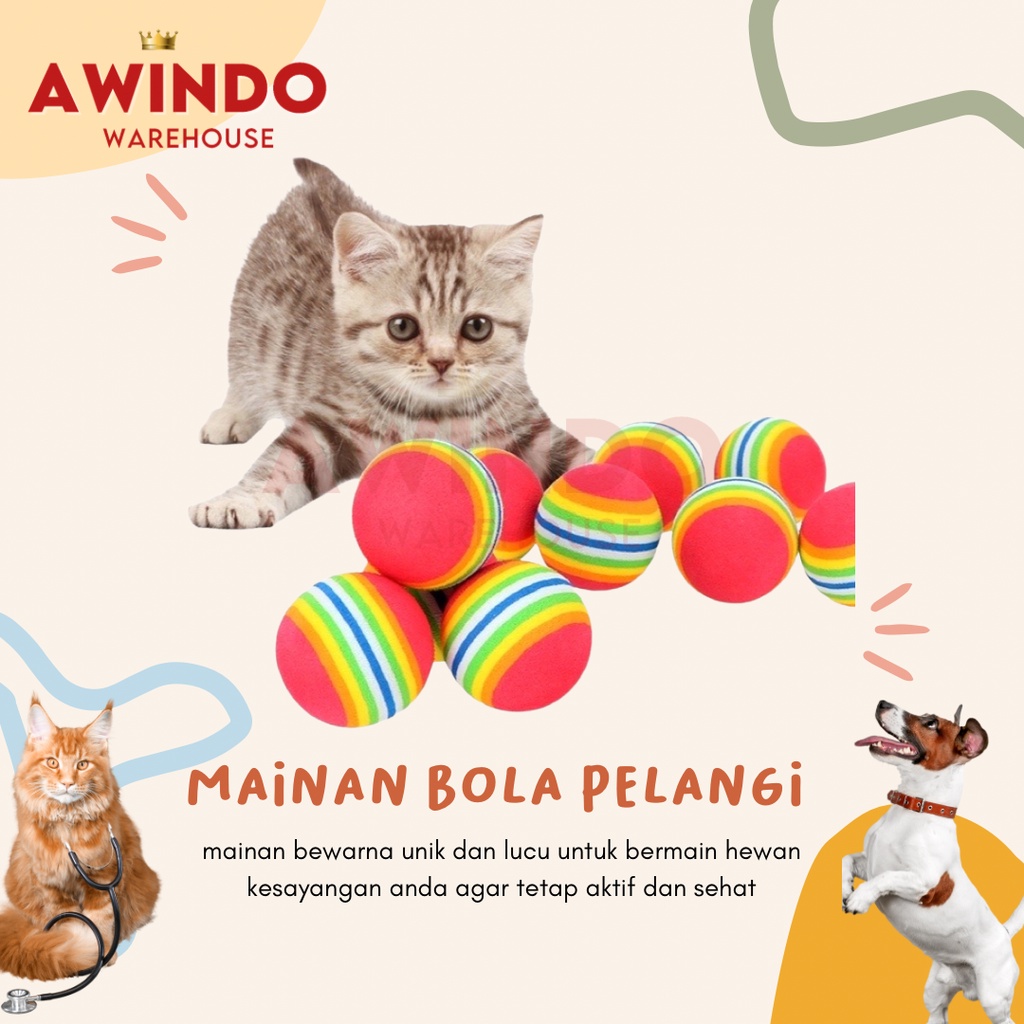 BOLA PELANGI - Mainan Gigitan Bola Gigit Kucing Anjing