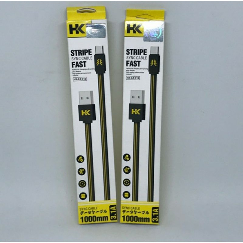 Kabel Data Charger Fast Charging HK D12 Type C Quick Charge 2.4A Cable Data Charger Tipe C HK-D12