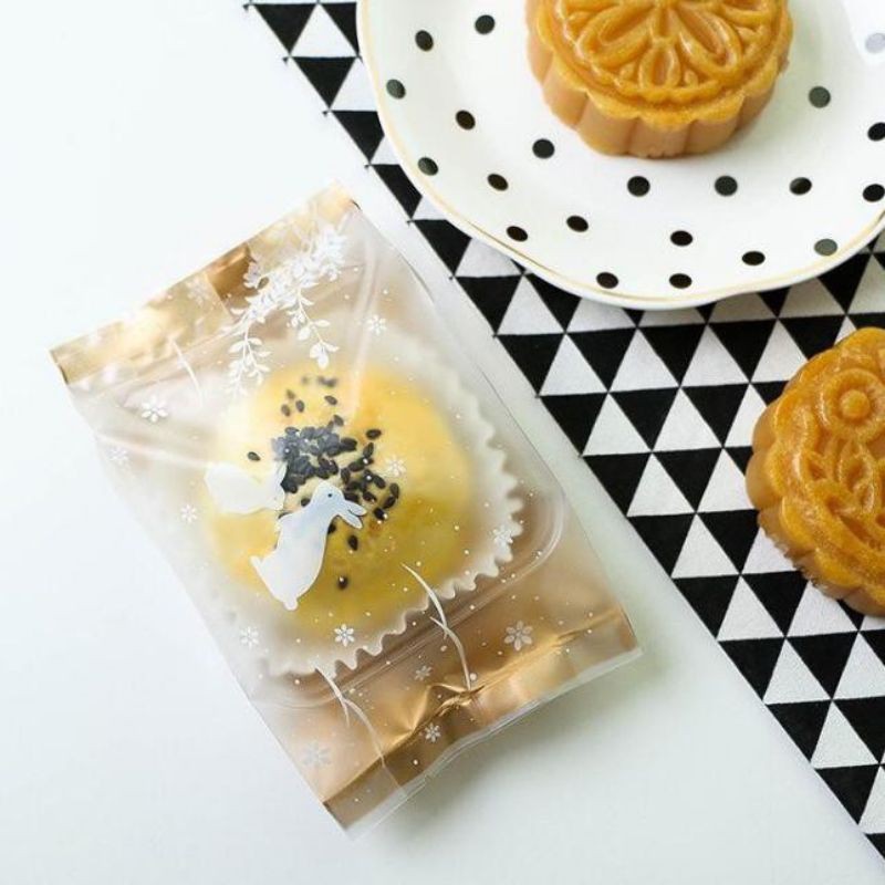 PLASTIK SEALER MOONCAKE KUE PERMEN 9x11 GOLD 109