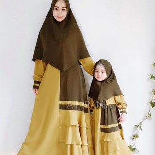 Farelly Couple  Plus  Khimar Set Ibu dan Anak  Baju  couple  