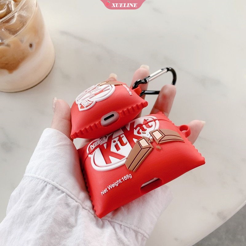 Casing Silikon Motif Kartun Kitkat Chocolate Untuk Simpan Earphone Wireless Bluetooth Apple AirPods 1 / 2 pro