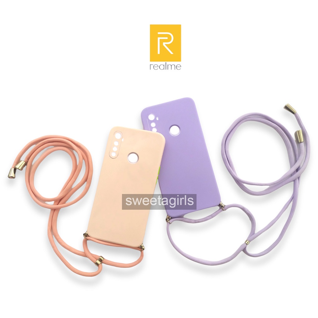 Softcase Tali For Realme 5 / 5i ( Sama ukuran ) - Sweetacase.id -  Case Tali Macaroon - Slingcase - Candy Case - Casing Baby - Casing Tali bisa dibuat selempang - Tali lanyard Gantungan Hp Model Nagita Mama Gigi