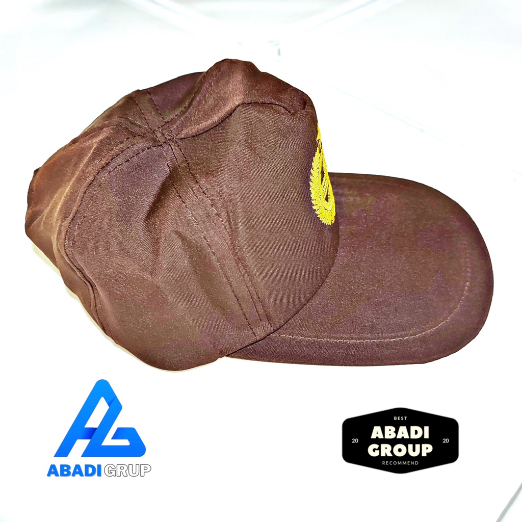 Topi Pramuka Coklat Polos SD logo bordir unisex