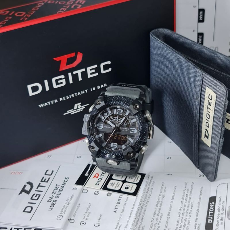 Jam Tangan Pria Fashion Analog Digital Digitec Da 2118 Rubber Free Dompet Original