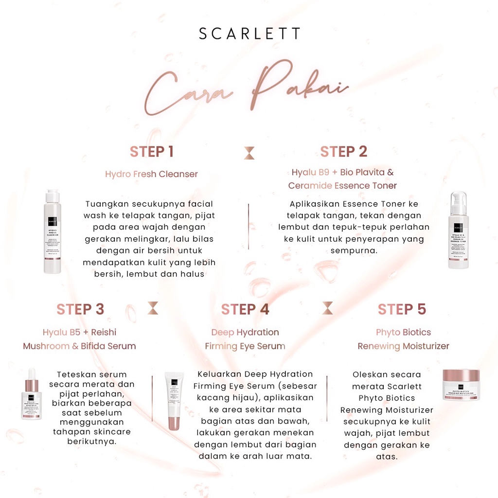 SCARLETT Whitening Age Delay Series Indonesia / Anti Aging Skincare Penuaan Dini Face Care Package Paket / Cleanser Facial Wash Essence Toner Serum Day Night Eye Cream Moisturizer Sunscreen Mask / Body Shower Scrub Lotion / Brightly Acne Set Lengkap Wajah