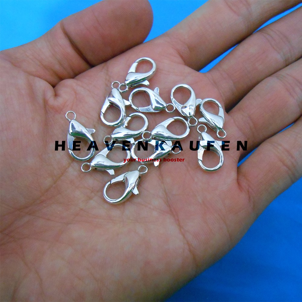 Kokot Udang / Kait Lobster Kecil Panjang 1,5 cm Diameter Lubang 2 mm Warna Silver Harga Per Lusin