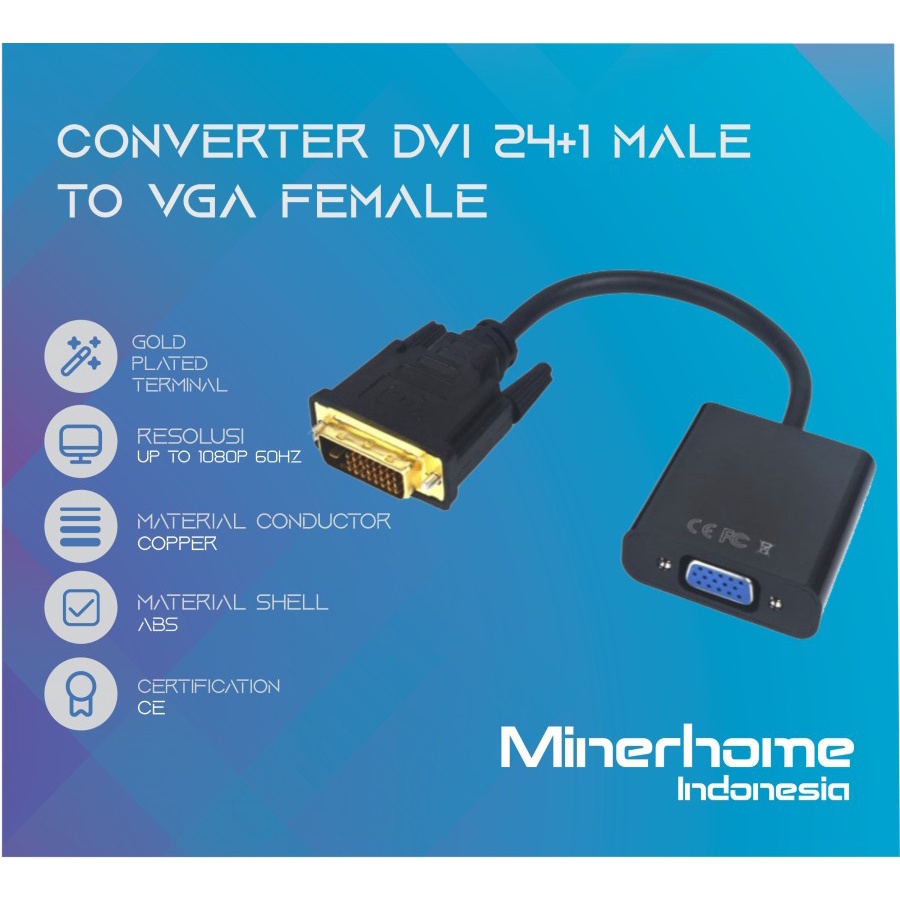 Converter Adapter DVI 24+1 to VGA Gold Plated High Quality