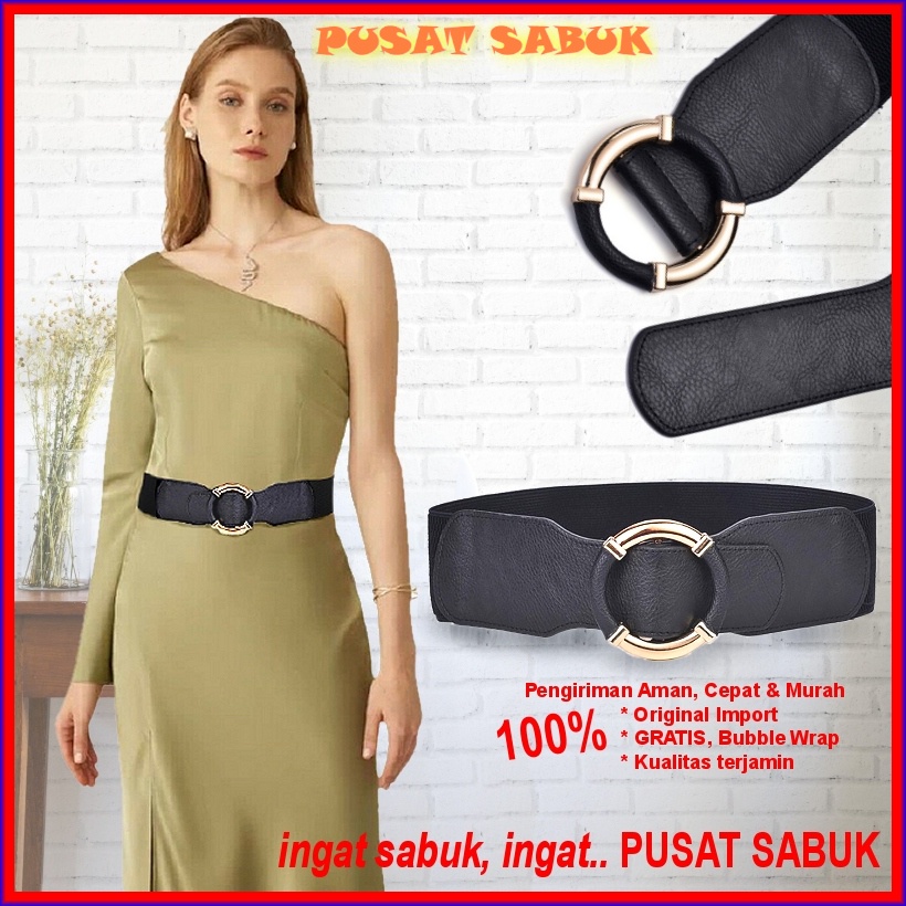 Belt Gesper Sabuk Wanita Obi Besar Karet Women Ikat Pinggang Fashion Elastis Korea Cewek Cantik Oby Jumbo Hitam Kekinian Mewah Impor Murah Grosir Corset Gasper Pesta Korset Ekslusif Gratis Ongkir Cod Jakarta Surabaya