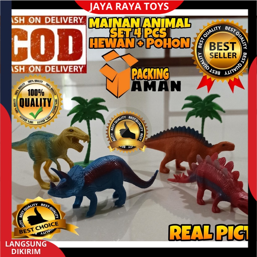 Mainan Anak Dinosaurus Isi 4Pcs Hewan Mainan Binatang Liar Buas Wild Animal Jurassicc park Murah SNI