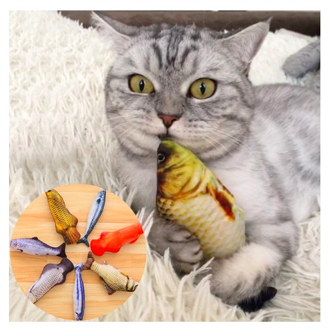 BIG SIZE 20-40CM ZIPPER  Mainan kucing ikan catnip isi ulang ada zip