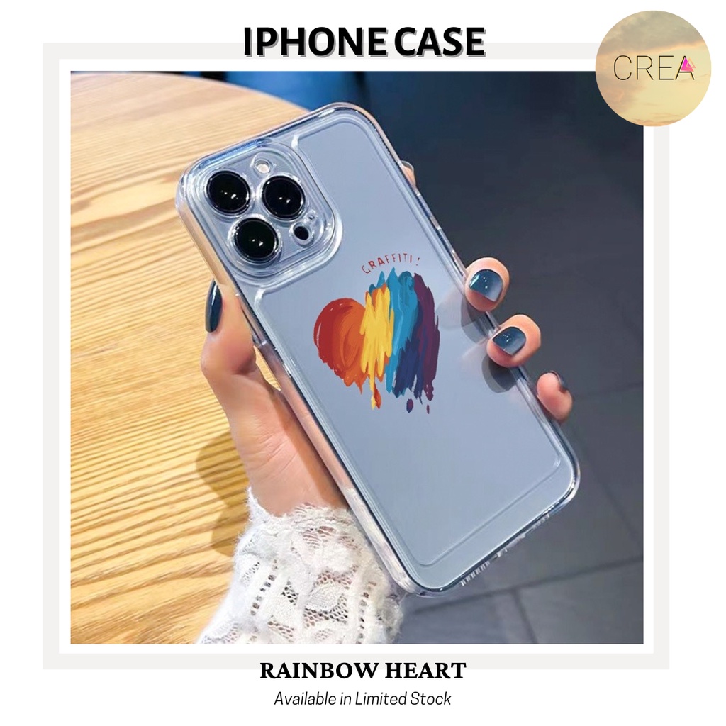 Casing iPhone / iPhone Case / Soft Case - Silikon Clear Rainbow Heart Iphone 13 Pro Max Case