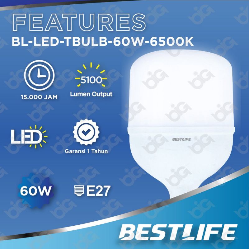 LAMPU CAPSUL KAPSUL CAPSULE BULB AMAN DIKIRIM BEST LIFE T-BULB LED 60 WATT 6500K BESTLIFE BL-LED-T-BULB-60W BOHLAM