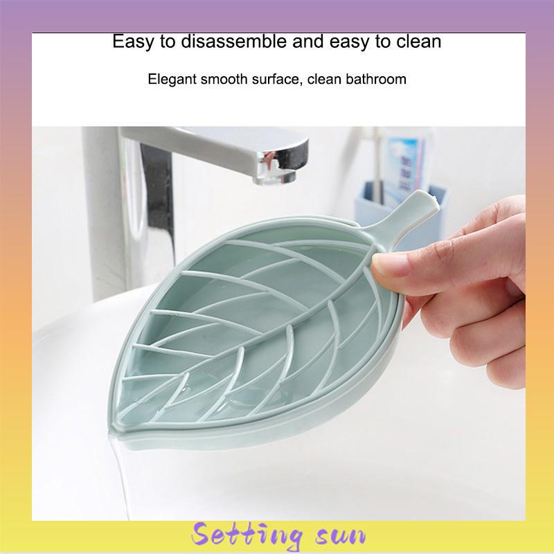 Kotak Sabun Daun Kreatif Kamar Mandi Gratis Punch Suction Cup Toilet Drain Soap Rack TN