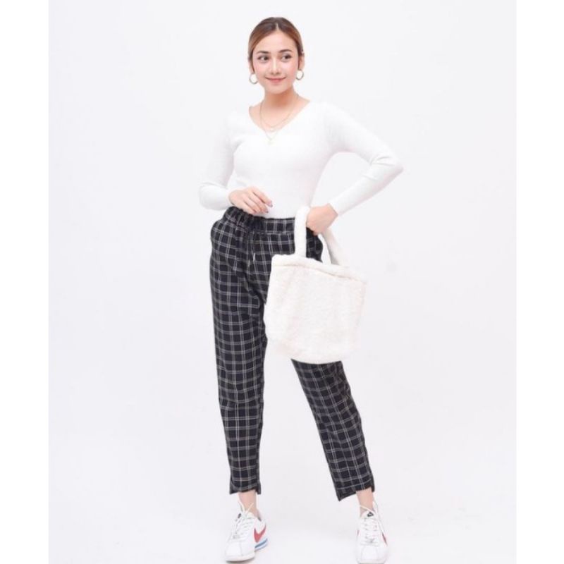 CELANA KOTAK WANITA / BAGGY PANTS KOTAK / CELANA TARTAN CEWEK