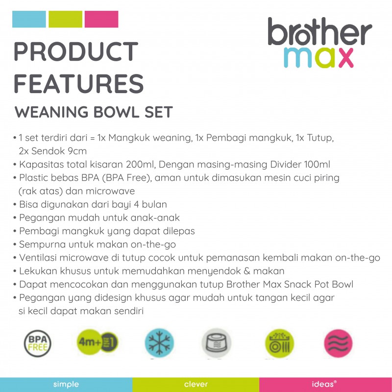 BROTHER MAX EASY HOLD WEANING BOWL SET - FEEDING SET