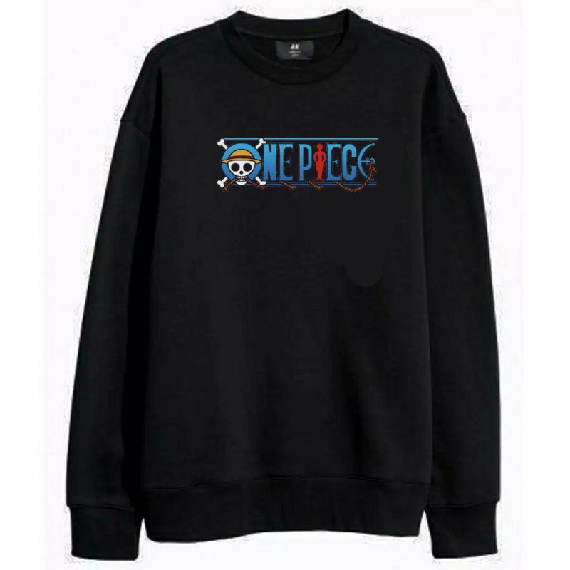 ANIME CREWNECK ONE PIECE LOGO /// SWEATER UNISEX CASUAL PREMIUM KEKINIAN TERBARU''