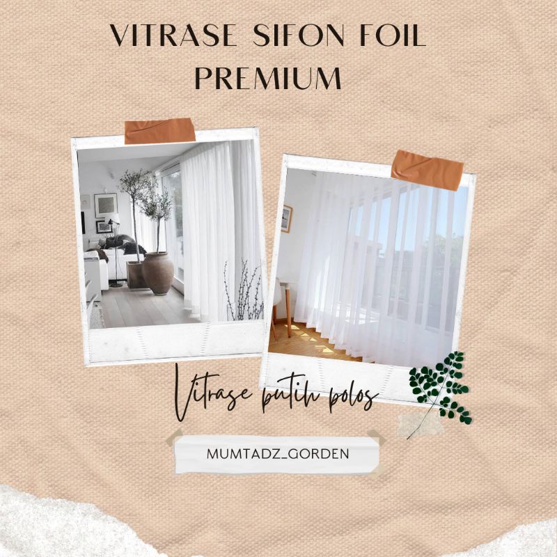 Vitrase gorden putih polos/Tirai sifon foil premium/gorden transparan
