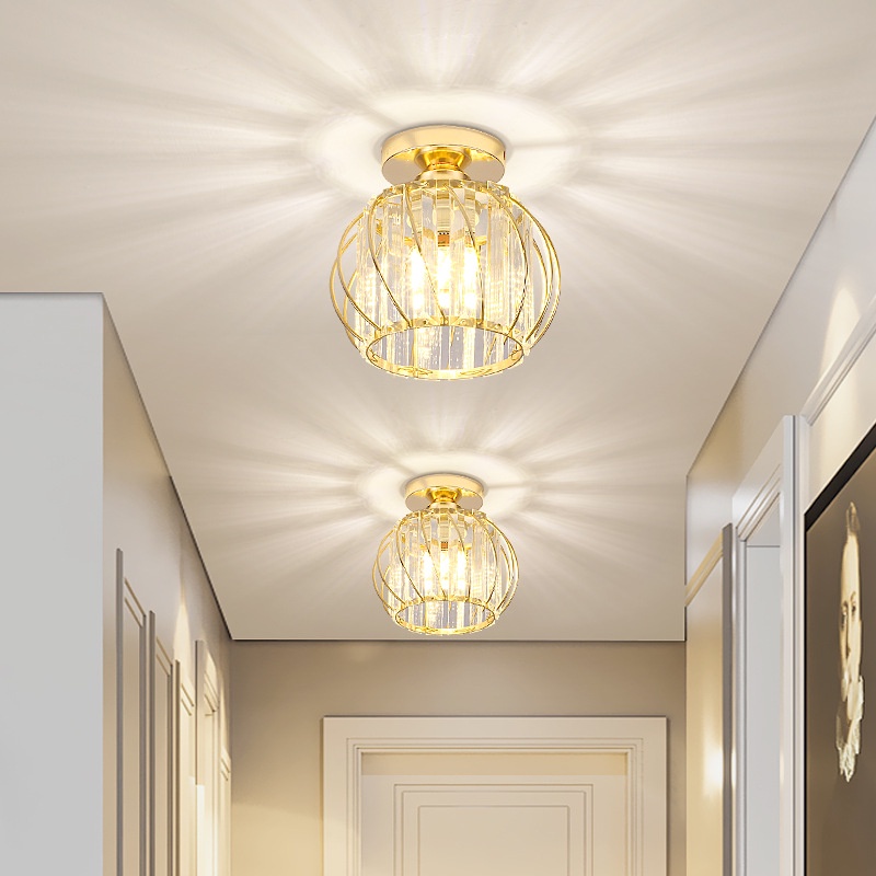 3 warna Lampu Plafon kristal Ceiling Minimalis Kaca 6001 Lampu kristal plafon rumah modern (Termasuk bohlam E27 12W)