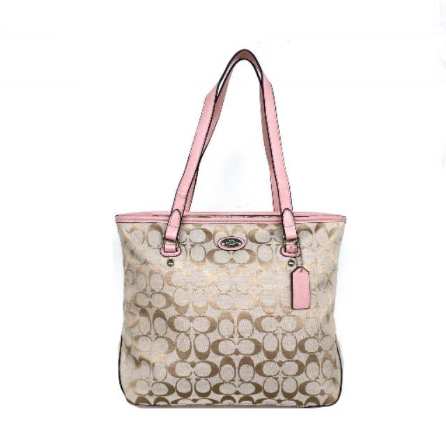 Tas Wanita Coach Zip Top Canvas Tote Bag Signature