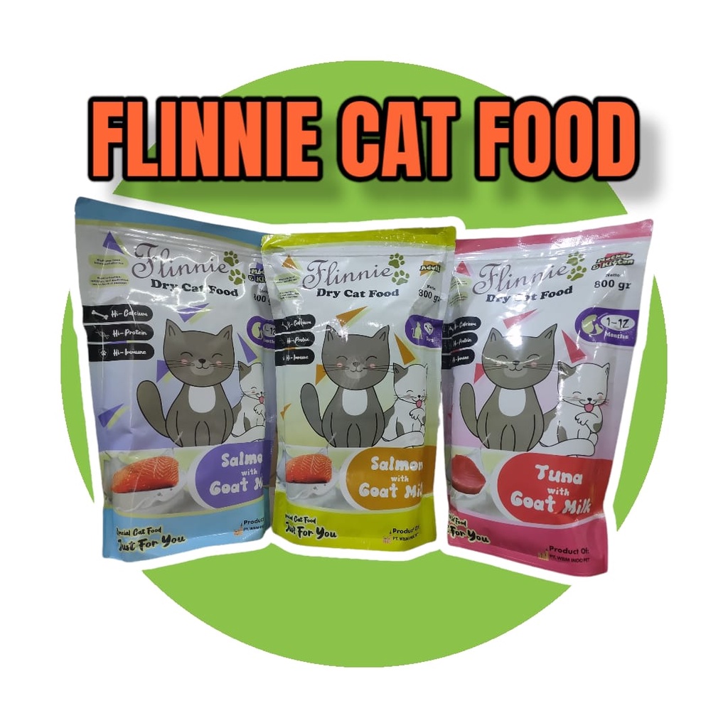 FLINNIE dry food Makanan Kucing 800gr with Goat Milk KITTEN ALL STAGE Makanan Anakan Anak Pakan Adult Cat food Catfood Dewasa 800gr 800 g 800g Burung