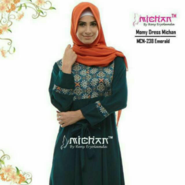 MOMMY DRESS BY MICHAN GAMIS SILKY BATIK KOMBINASI TWISCONE POLOS