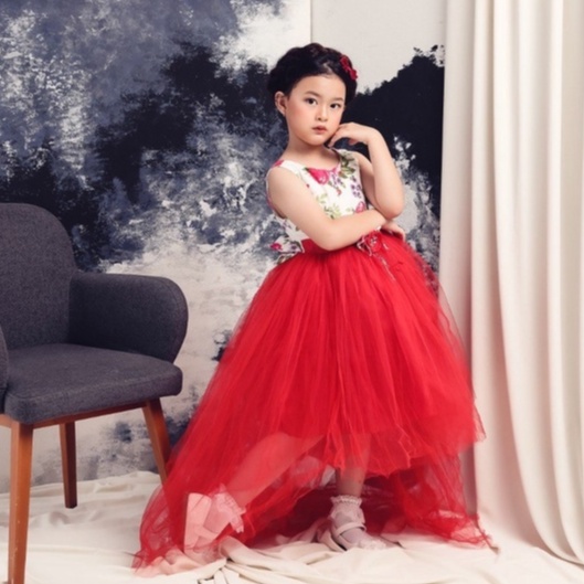 Rebecca Dress Anak Perempuan Katun Tilla Bunga Premium 1661 1-3