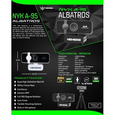 Webcam A-95 Albatros QHD Webcam with 2k Resolution - NYK A95 Webcam