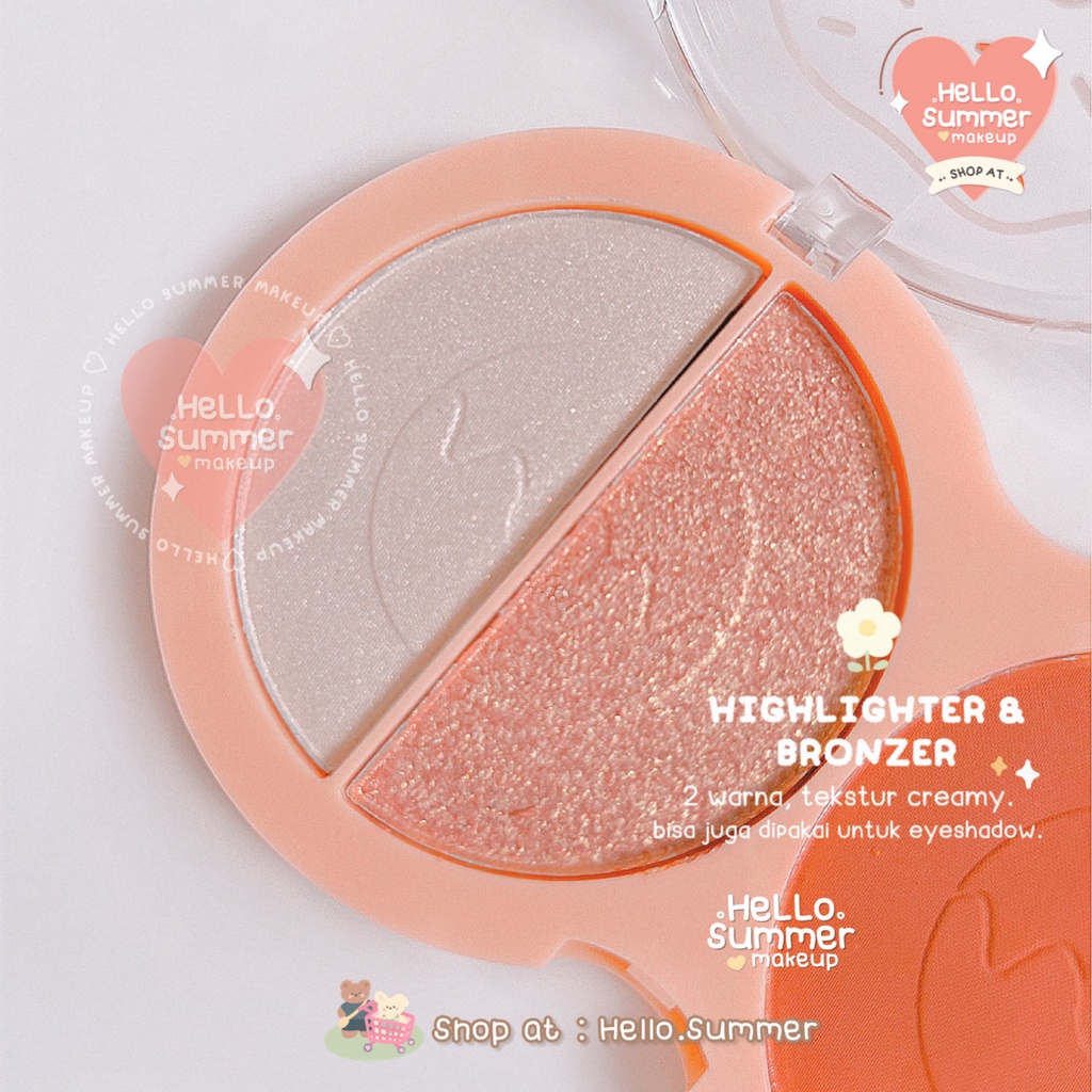 𝐇𝐈𝐆𝐇𝐋𝐈𝐆𝐇𝐓𝐄𝐑 + 𝐁𝐋𝐔𝐒𝐇 - My Donut Duo Highlighter &amp; Blush on High Shine Shimmer Blush Matte