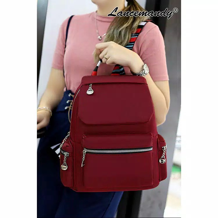 PROMO LANCEMANDY 7027 | Backpack Parasut Wanita Tas Ransel Import Original | Ransel Cewek | Ransel Perempuan | Tas Wanita