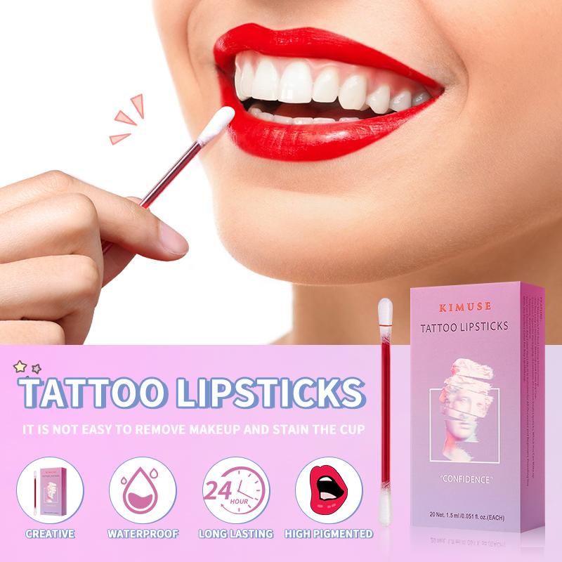 (READY &amp; ORI) Kimuse Tatoo Lipstick 20Pcs In Set KS818 kms 818 cotton buds lipmatte korek kuping kecil travel size