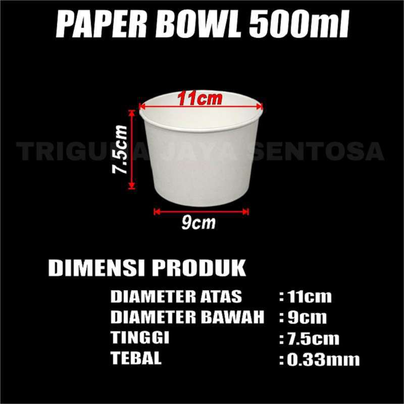 Gojek Paper bowl 500ml per dus tebal tahan microwave mangkok kertas surabaya