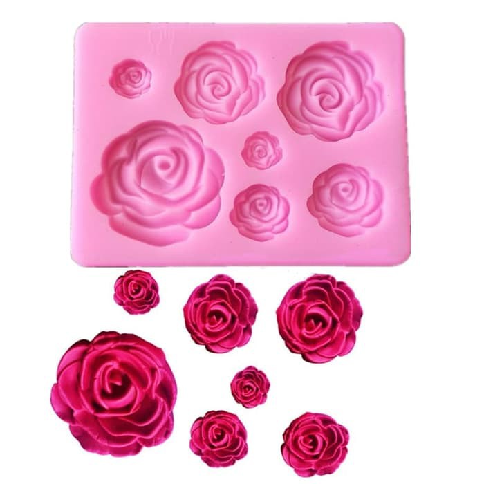 3D Silicon Mold Fondant Cake Decoration - 7 Size Rose Flower